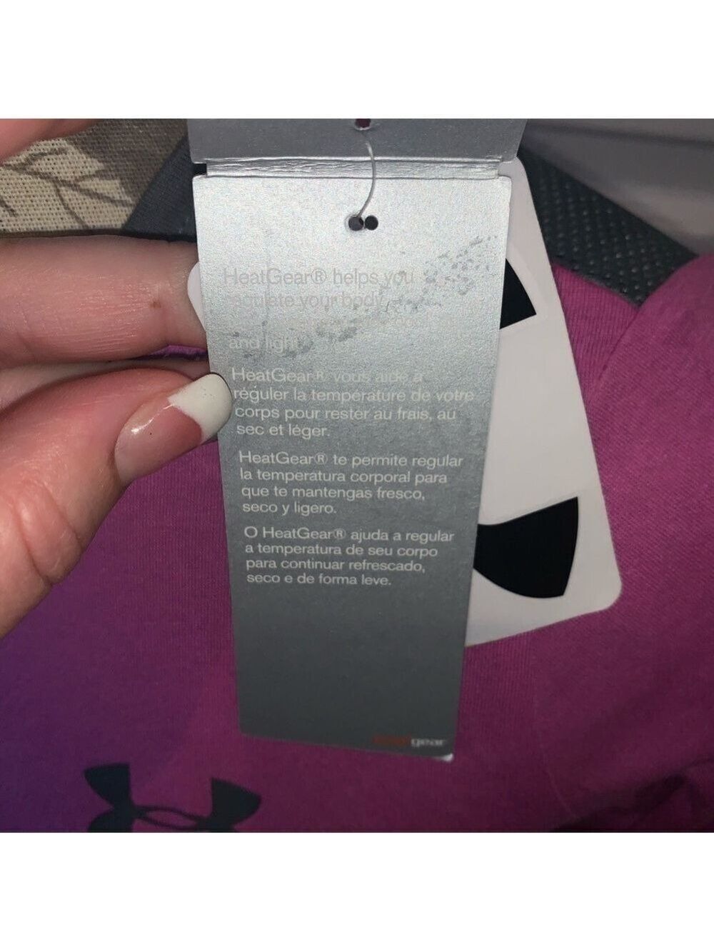UNDER ARMOUR Pink & Gray Girl’s Long Sleeve Athletic Top small - Picture 5 of 6